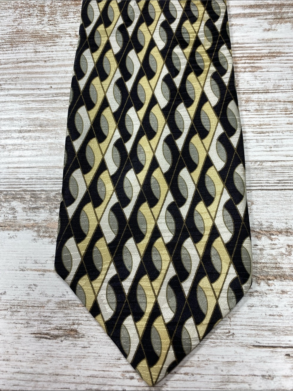 Vintage Halberstadt’s Italian Silk Tie Geometric Abstract Mod Wave Wide 58”